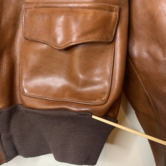 Mark Cross | 1950’s Vintage Brown Leather Brass Full Zip Flight Bomber Jacket 42 - Picture 12 of 17